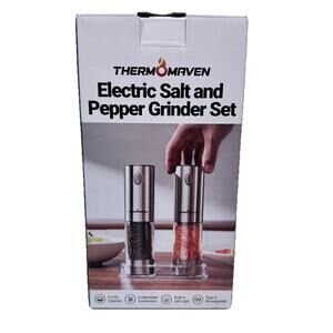 2 Pack Premium Lithium Powered Rechargeable Electric Salt & Pepper Grinder Set